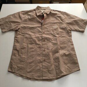 Hard Rock Cafe Mens Woven Short Sleeve Button Shirt Size Small Tan NWT Orlando